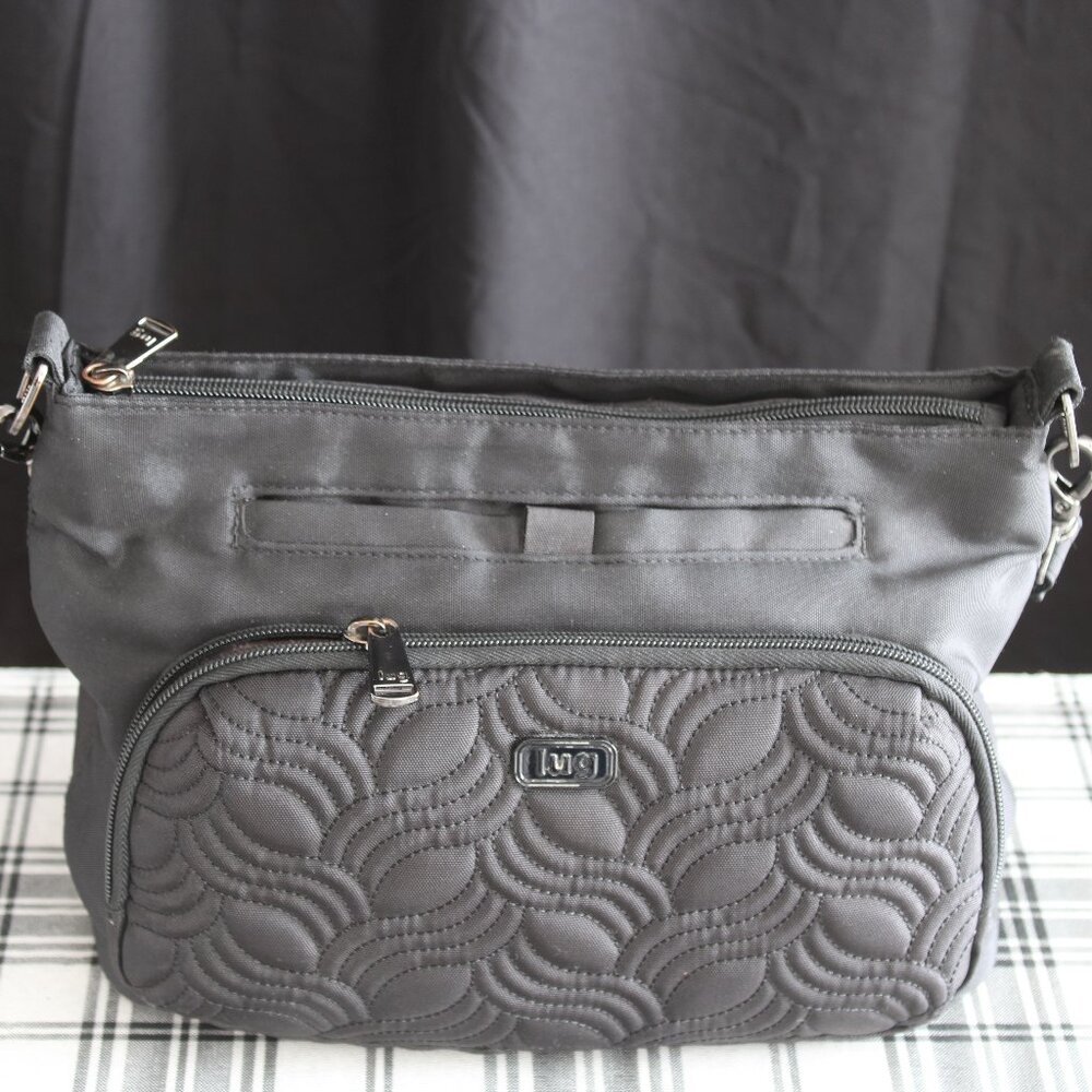 LUG Quilted Samba Convertible Shoulder Crossbody Purse Black